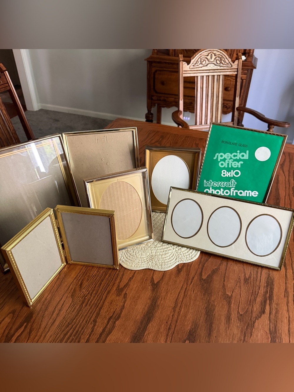 Vintage brass gold Photo frames lot of 7 - (two don’t have glass)